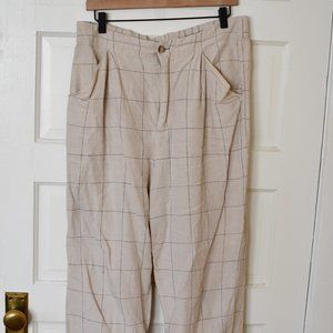 Madewell Linen Windowpane Trouser Pants // Linen Pleated Taper Wide-Leg Pants
